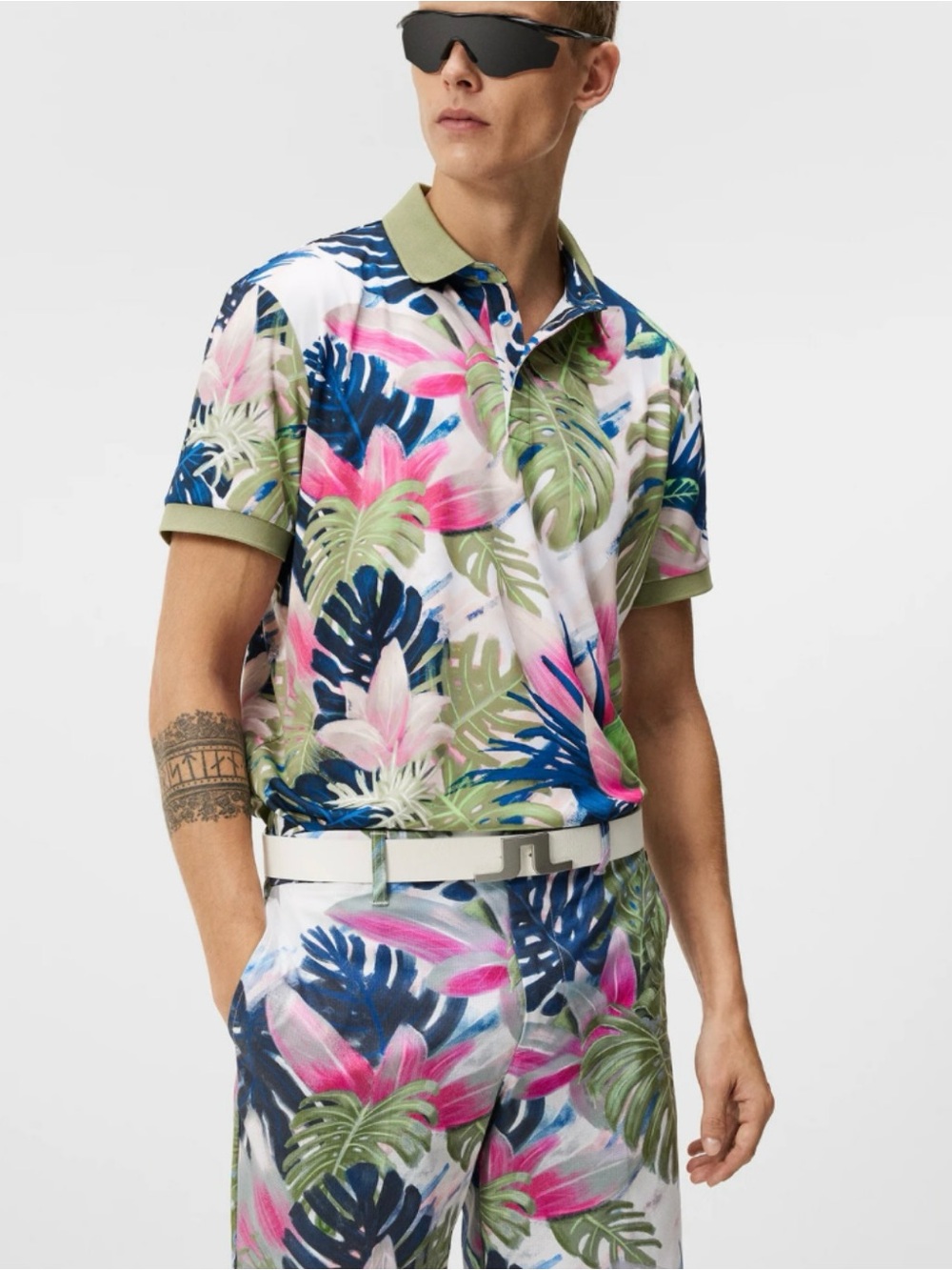 J.Lindeberg Mens Tour Tech Tropical Regular Fit Print Golf Polo Size Large